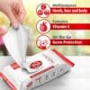 Lifebuoy Wet Wipes – Germ Protection Anytime, Anywhere! | लाइफबॉय वेट वाइप्स – जब भी, जहां भी कीटाणु सुरक्षा! 2 A close-up of Lifebuoy Wet Wipes being pulled from the pack, highlighting key features like multipurpose use, Vitamin E, and on-the-go germ protection.