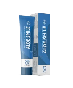 Aloesmile Tooth Gel 100gm – Herbal fluoride-free toothpaste enriched with Aloe Vera and Bee Propolis for natural oral care. Pack and tube displayed.